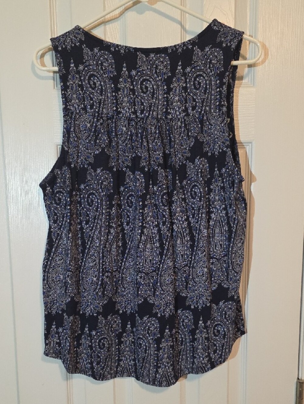Lucky Brand Navy Paisley-Trim Sleeveless Camisole - Picture 2 of 4